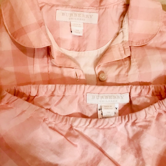 Burberry children pink plaid dress, puff sleeve - Picture 3 of 6
